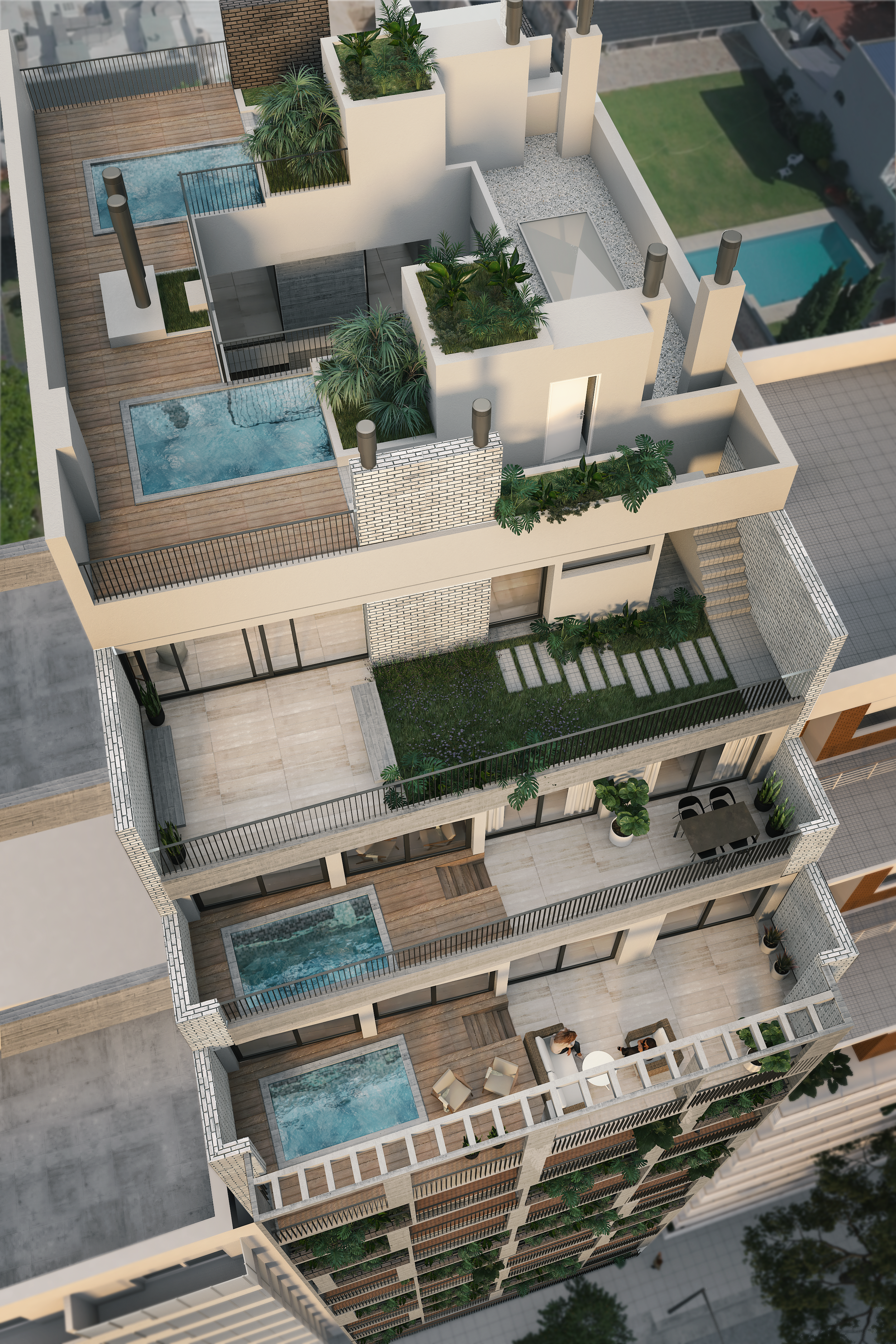 solarium doble piscina